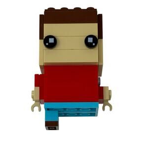 LEGO BrickHeadz Style Custom Figure Red Shirt Blue Pants Incomplete Build